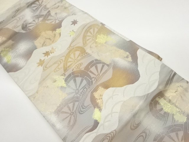 波に源氏車・紅葉模様織出し名古屋帯